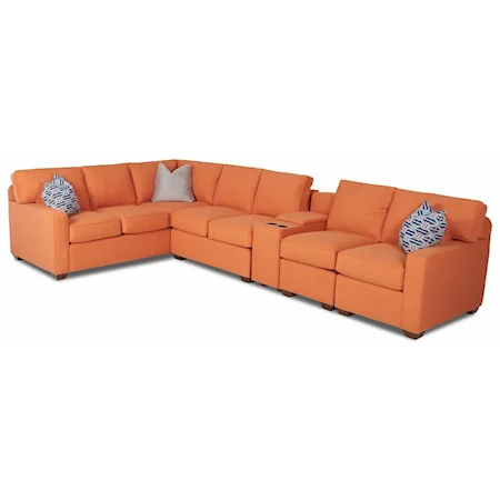 5-Pc Console Sectional w/ LAF Corner Sofa